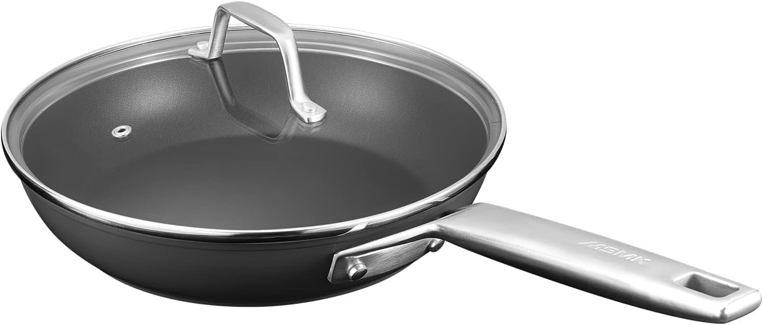 MsMk sartén de 9,5 pulgadas con tapa para huevos y salteados, cocción uniforme