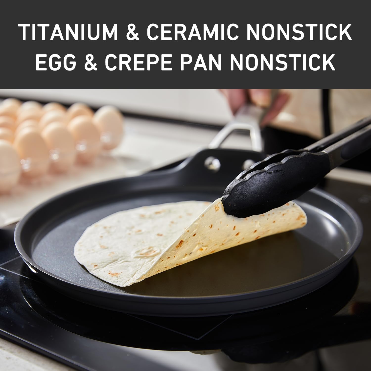 MsMk sartén omeletas 11 pulgadas, cocción pareja para omeletas esponjosas.