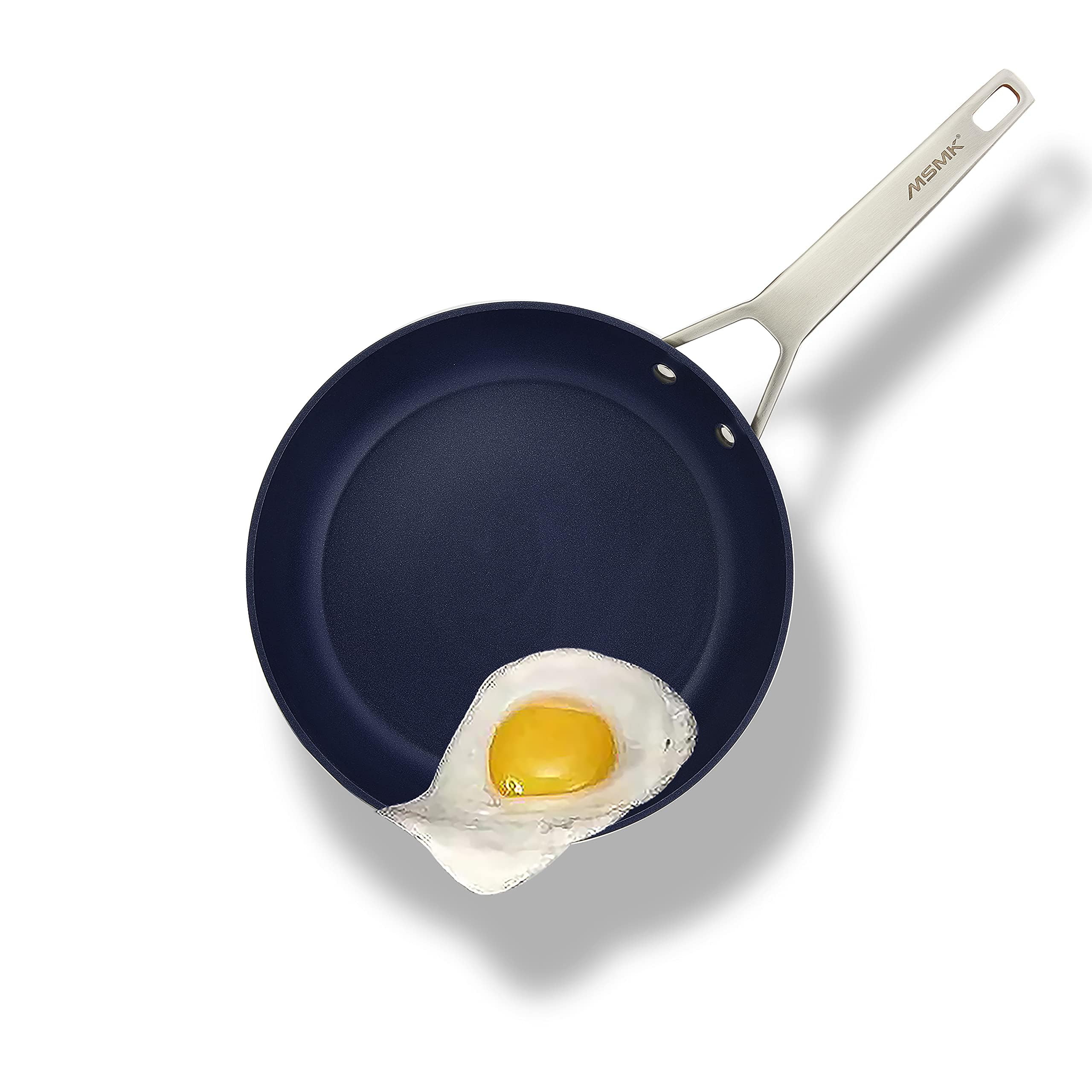 MsMk sartén pequeña antiadherente azul de 8 pulgadas para tortillas de huevo suaves.