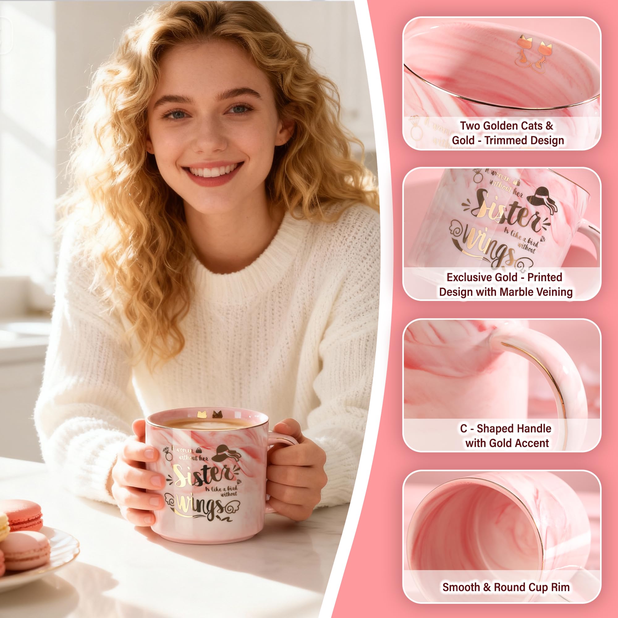 Msushsi taza cerámica rosa en caja regalo, lista para sorprender.