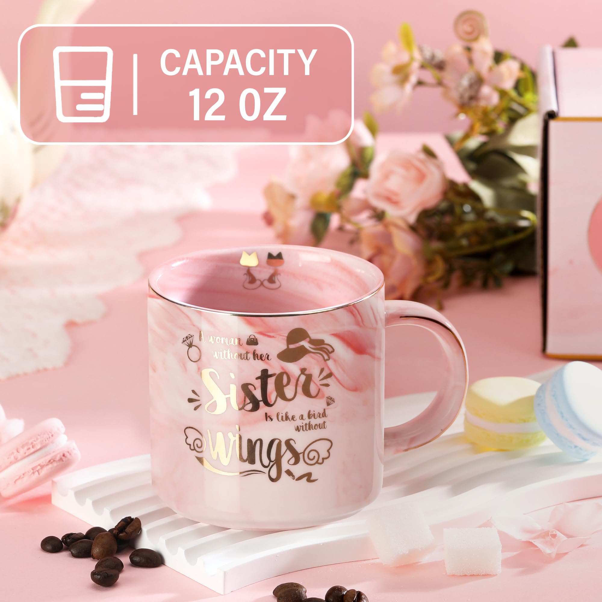 Msushsi taza cerámica rosa, manija forma C, agarre cómodo durante las bebidas.