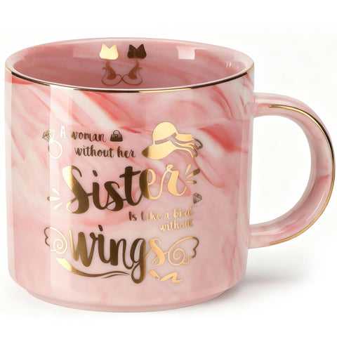 Msushsi taza cerámica rosa marble, 12 onzas, ideal para café diario.