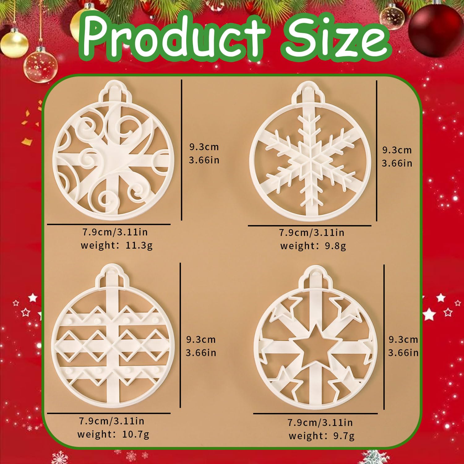 Diseño 3D de bola para galletas navideñas con corte limpio.