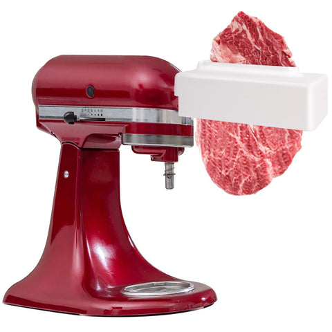 Ablandador Mttobo acoplado a KitchenAid para uso rápido.