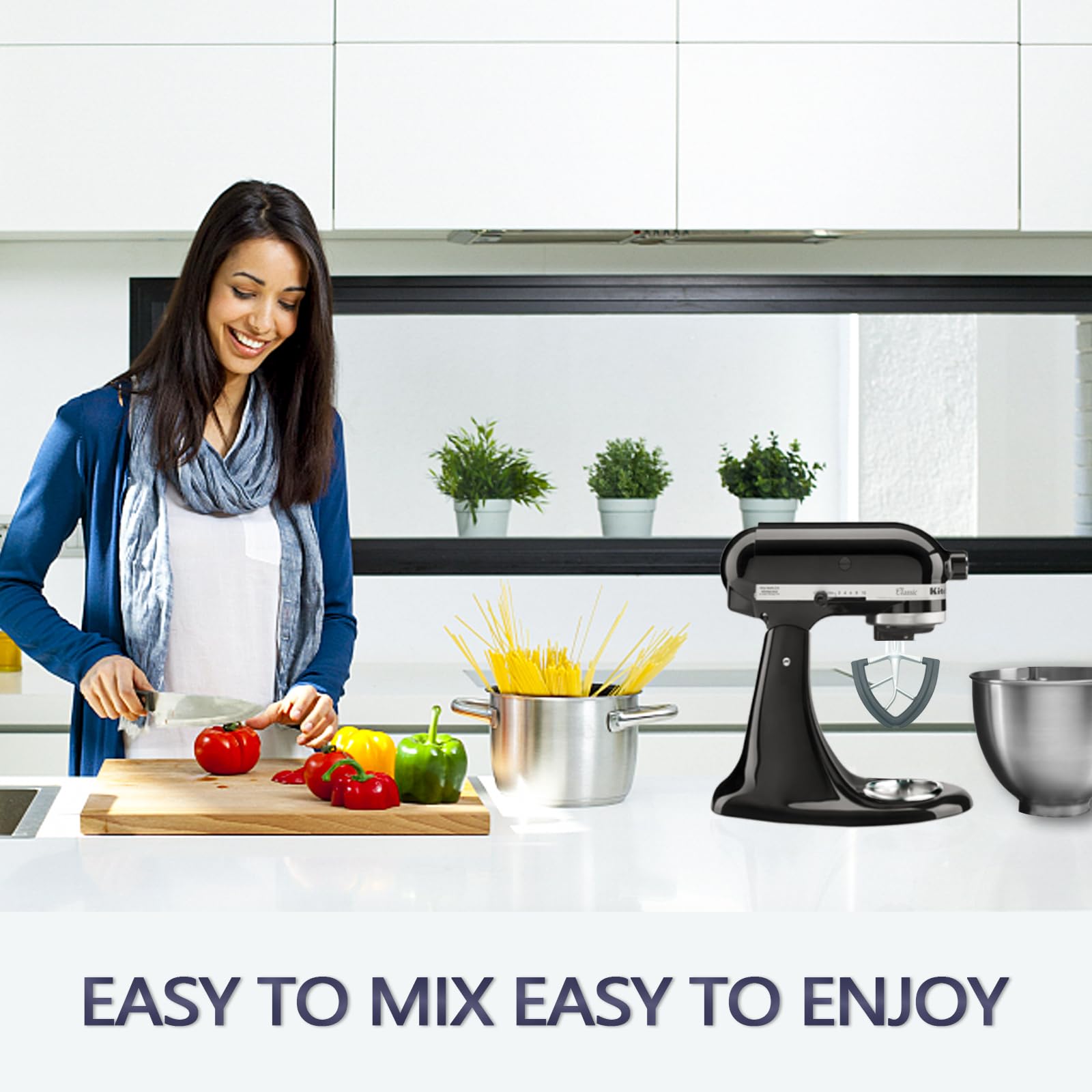 Batidor Mttobo compatible con KitchenAid, ideal para modelos 4.5 y 5 qt.