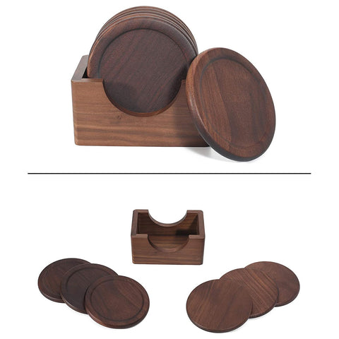 Mu&Ti regalo práctico: posavasos de nogal set de 6 para casa.