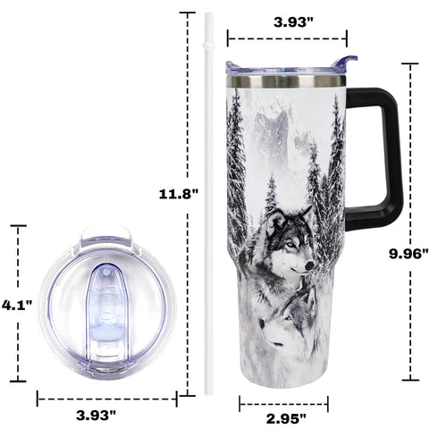 muanns Wolf Tumbler con diseño de lobo impreso, ideal como regalo