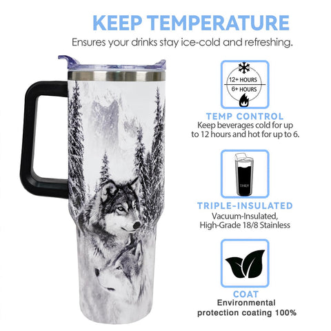 muanns Wolf Tumbler de doble pared en acero 18/8, mantiene la temperatura