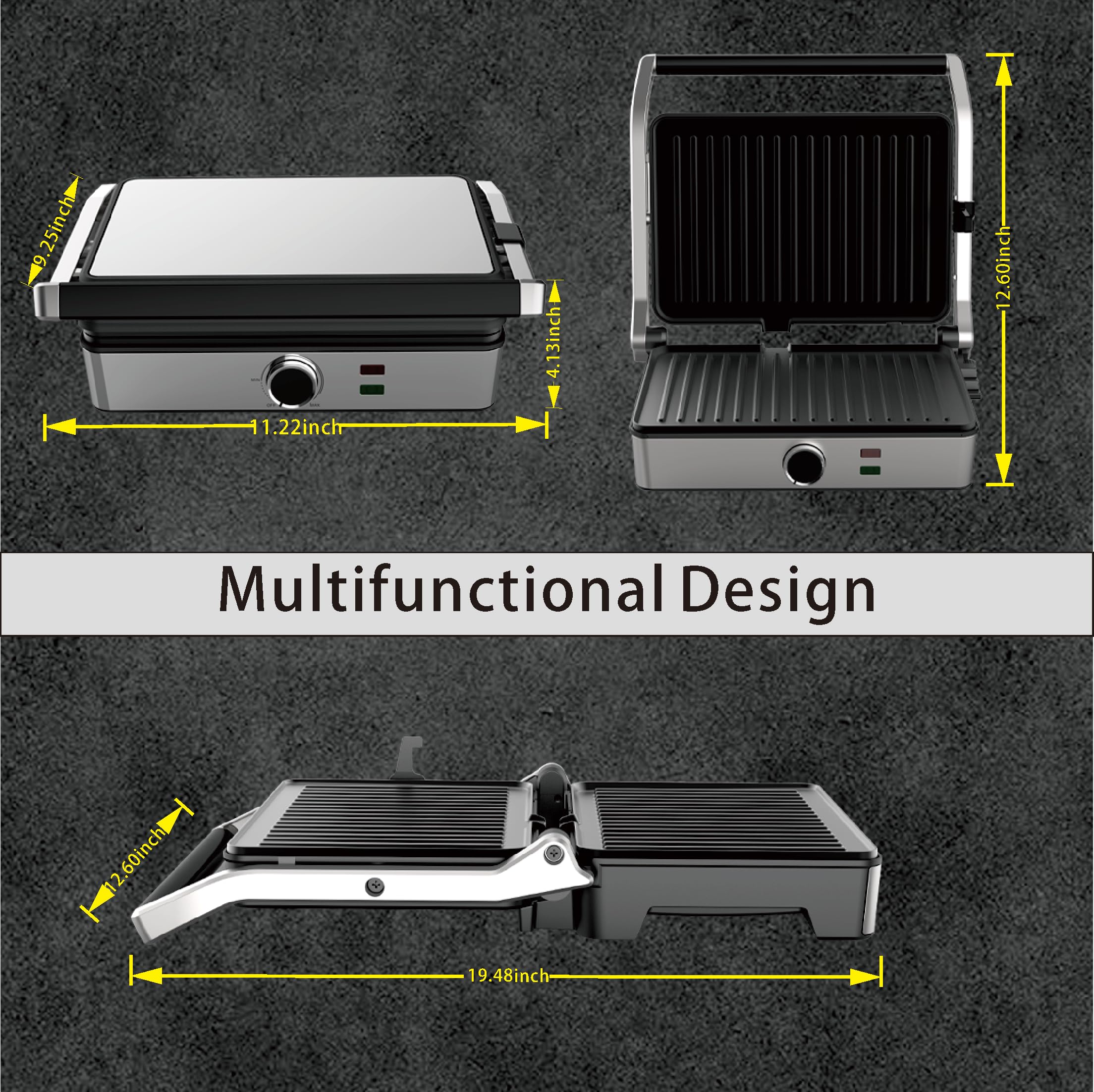 MUBENLIFE Panini Press: apertura 180° para asados rápidos.