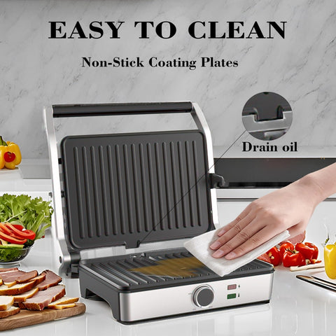 MUBENLIFE Panini Press: diseño compacto y elegante para cocinas.