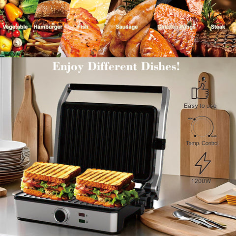 MUBENLIFE Panini Press con manijas de tacto frío para mayor seguridad.