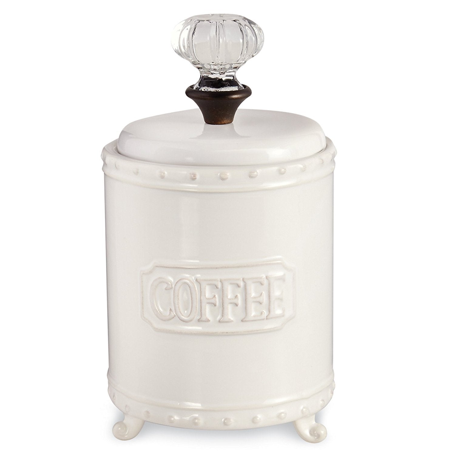 Mud Pie lata cerámica para café con pomo de puerta, almacenamiento práctico y decorativo.