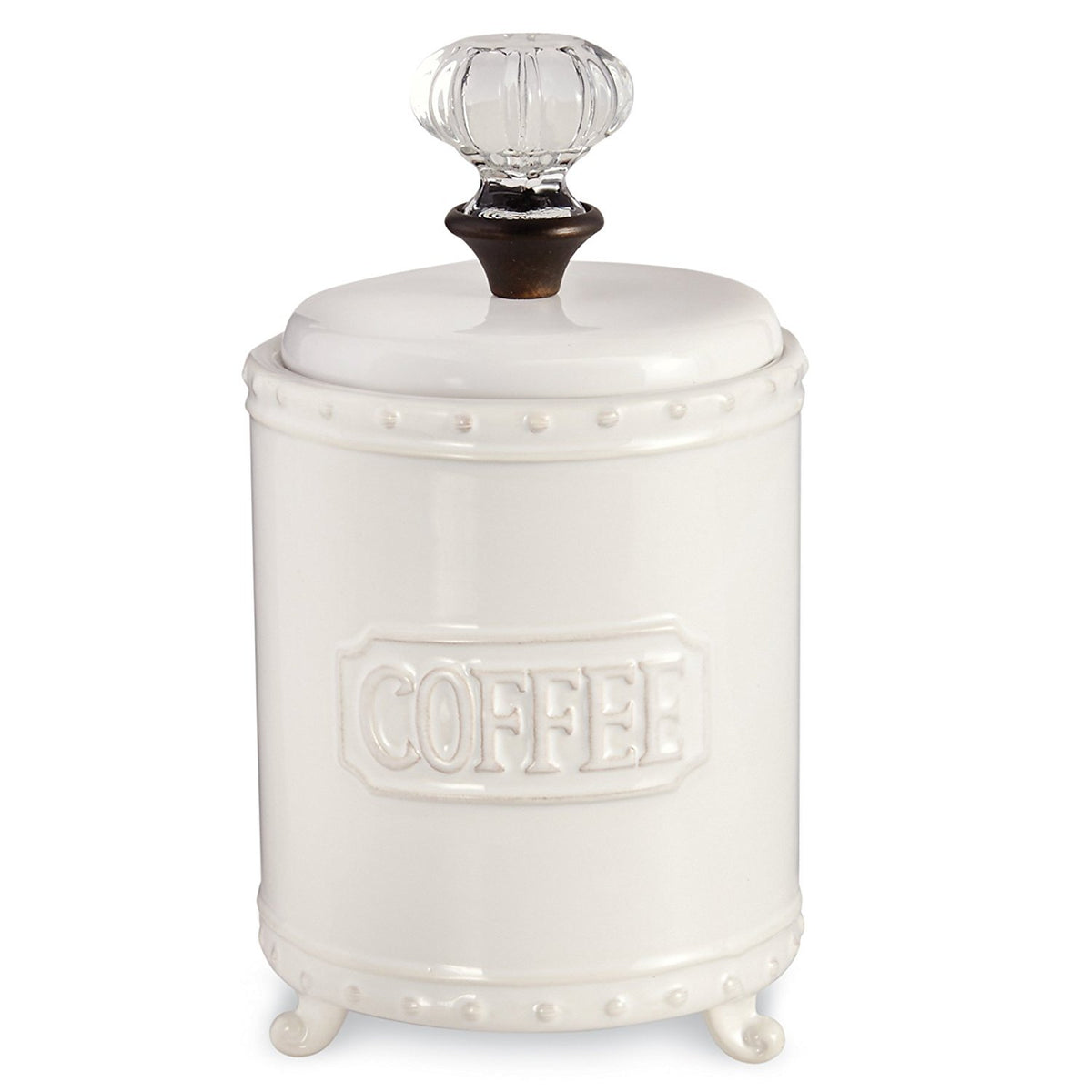 Mud Pie lata cerámica para café con pomo de puerta, almacenamiento práctico y decorativo.