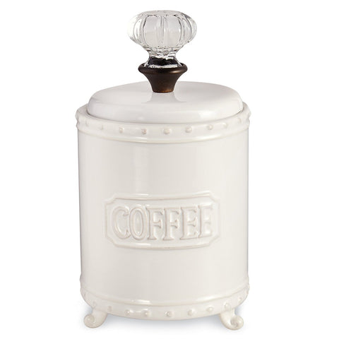 Mud Pie lata cerámica para café con pomo de puerta, almacenamiento práctico y decorativo.