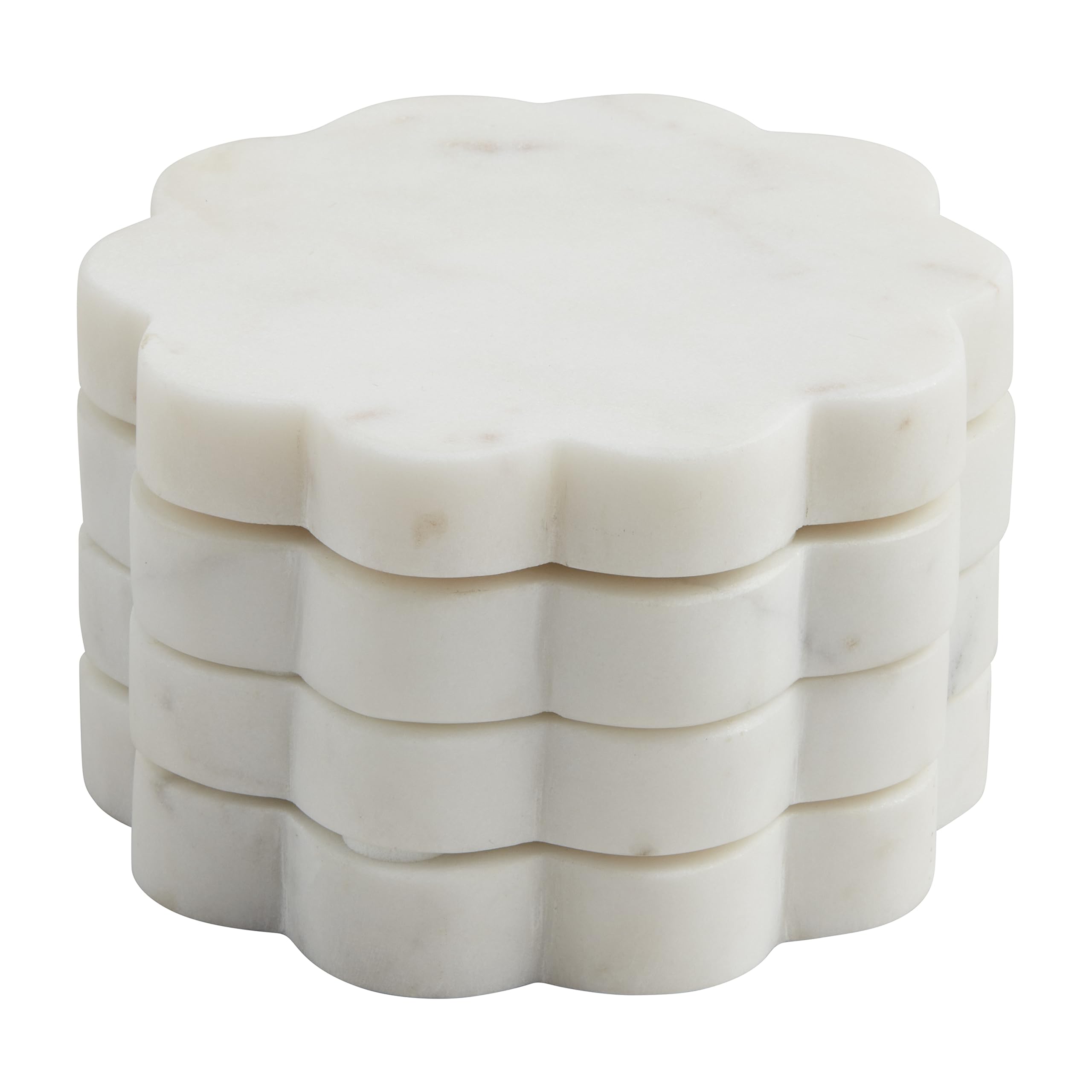 Mud Pie posavasos de mármol con borde concha, protección elegante para superficies.