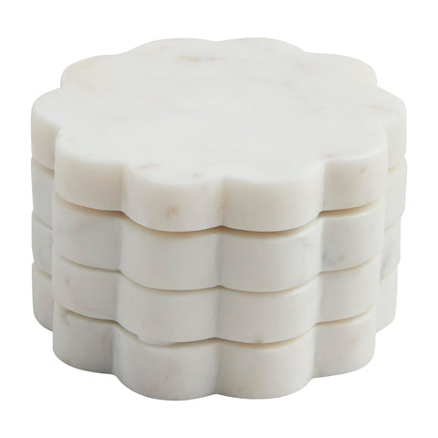 Mud Pie posavasos de mármol con borde concha, protección elegante para superficies.