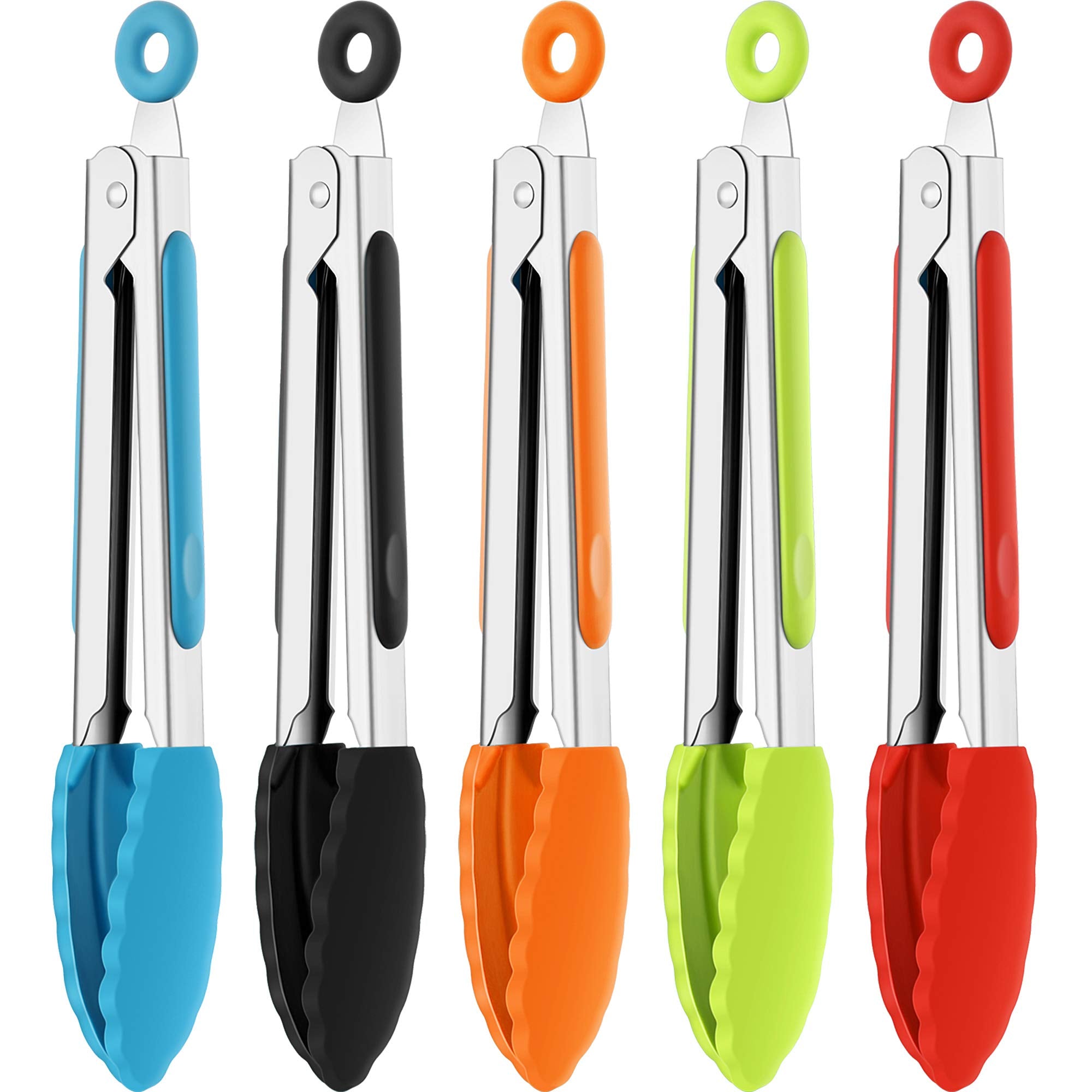 Pinzas Mudder con puntas de silicona rojas para ensaladas y servir