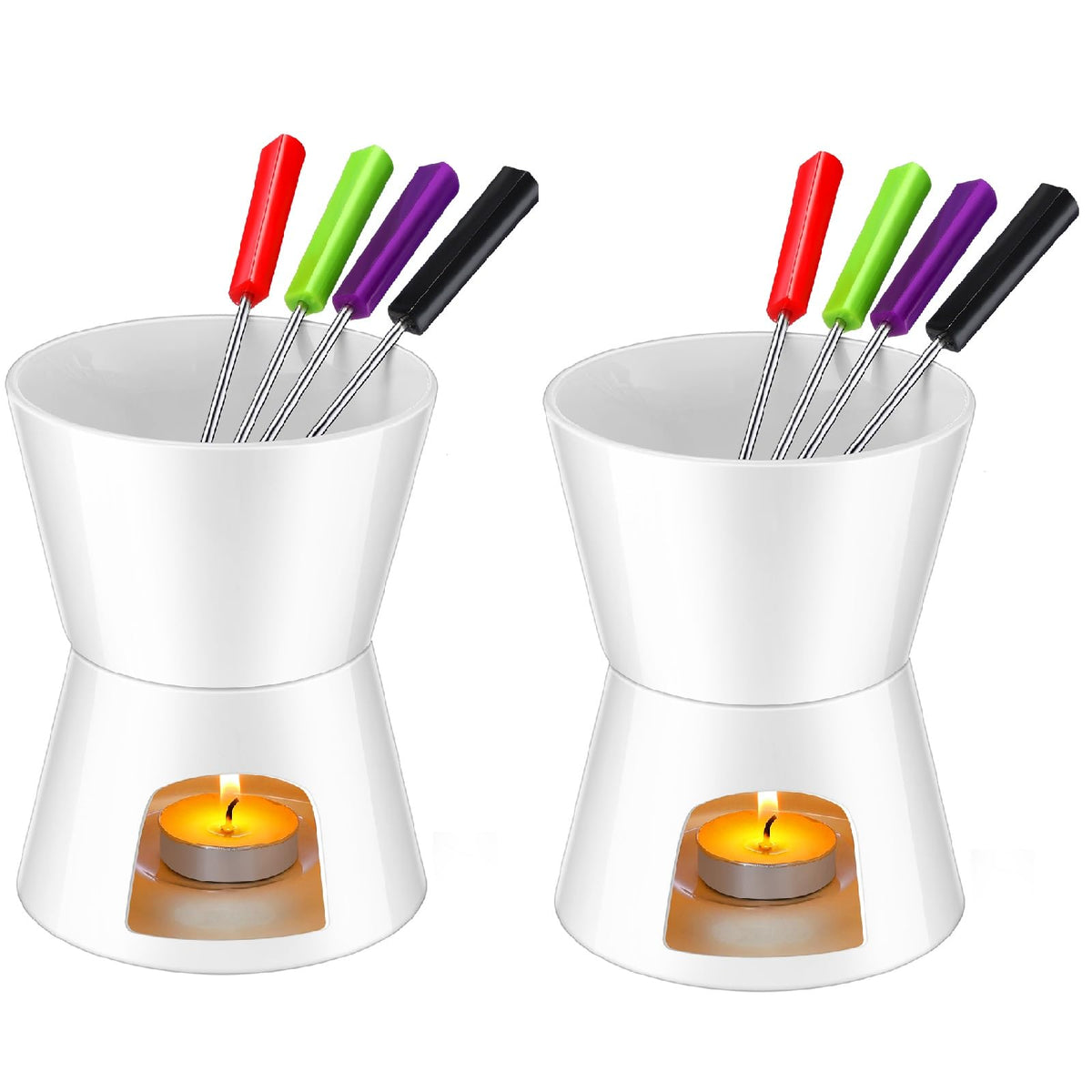 Mudder tazas fondue cerámica, dos piezas, para derretir chocolate y queso en casa.