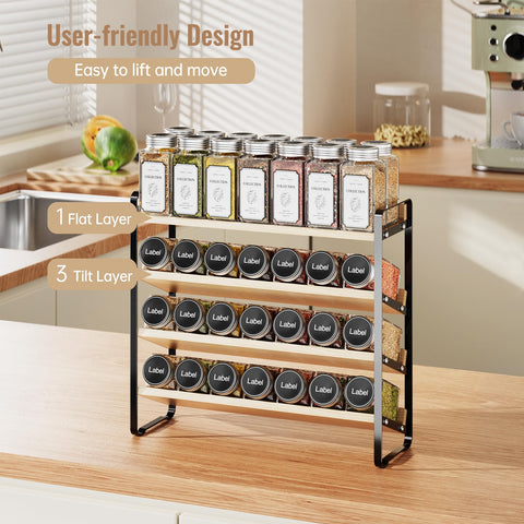 MUDEELA estante para especias con detalle metal, marco resistente para la cocina.