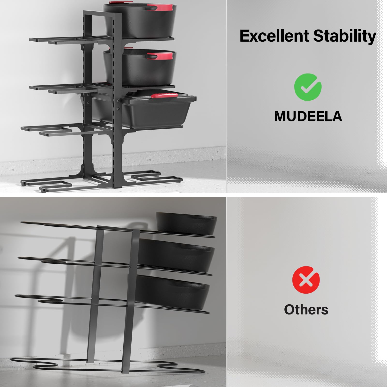 MUDEELA soporte estable para utensilios pesados en armario