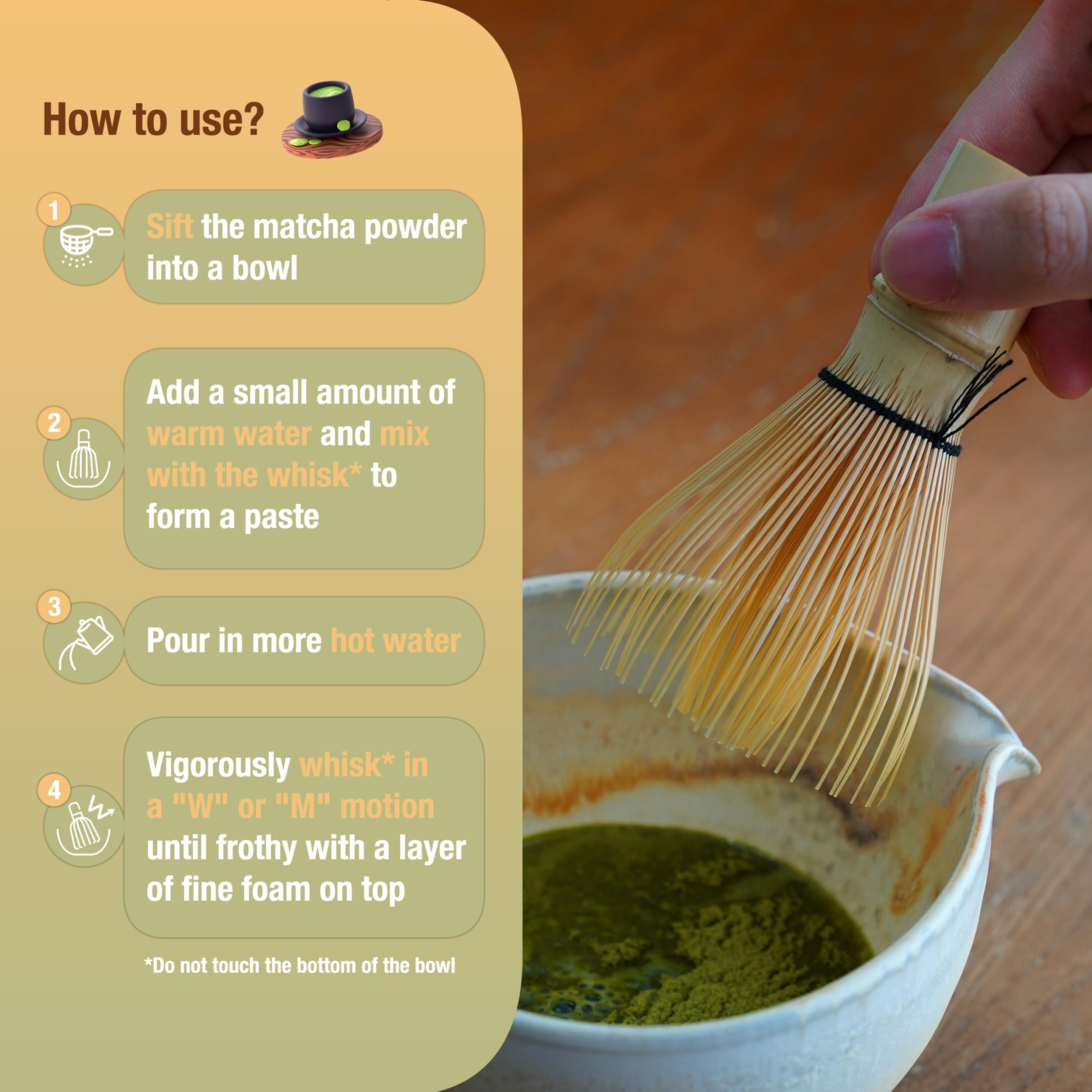 MUDxHAND uso diario con matcha para bebidas y postres en casa