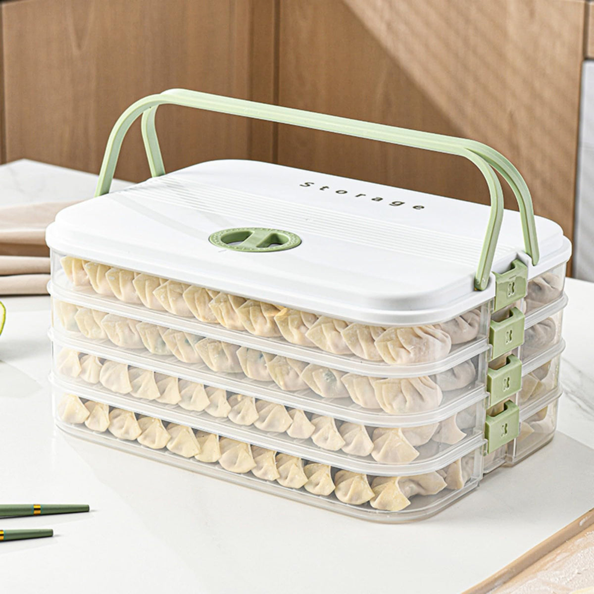 MueJah almacenamiento de cuatro capas apilables para alimentos