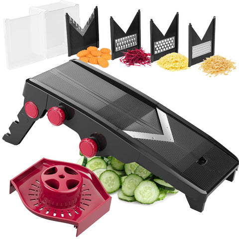 Mueller Austria Mandolina, vista general en negro, para preparación rápida de verduras.