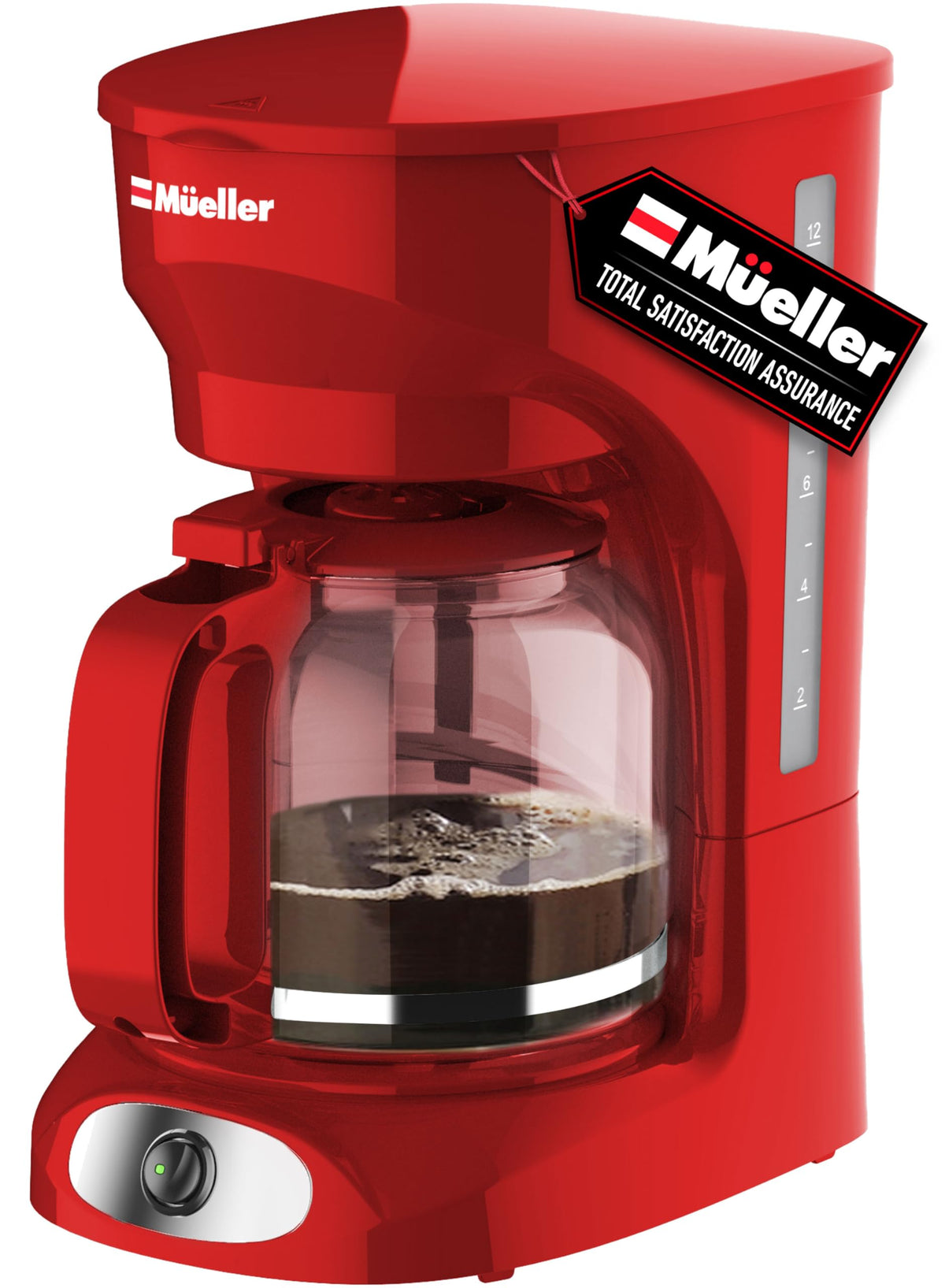 Cafetera MUELLER HOME 12 tazas rojo para casa u oficina
