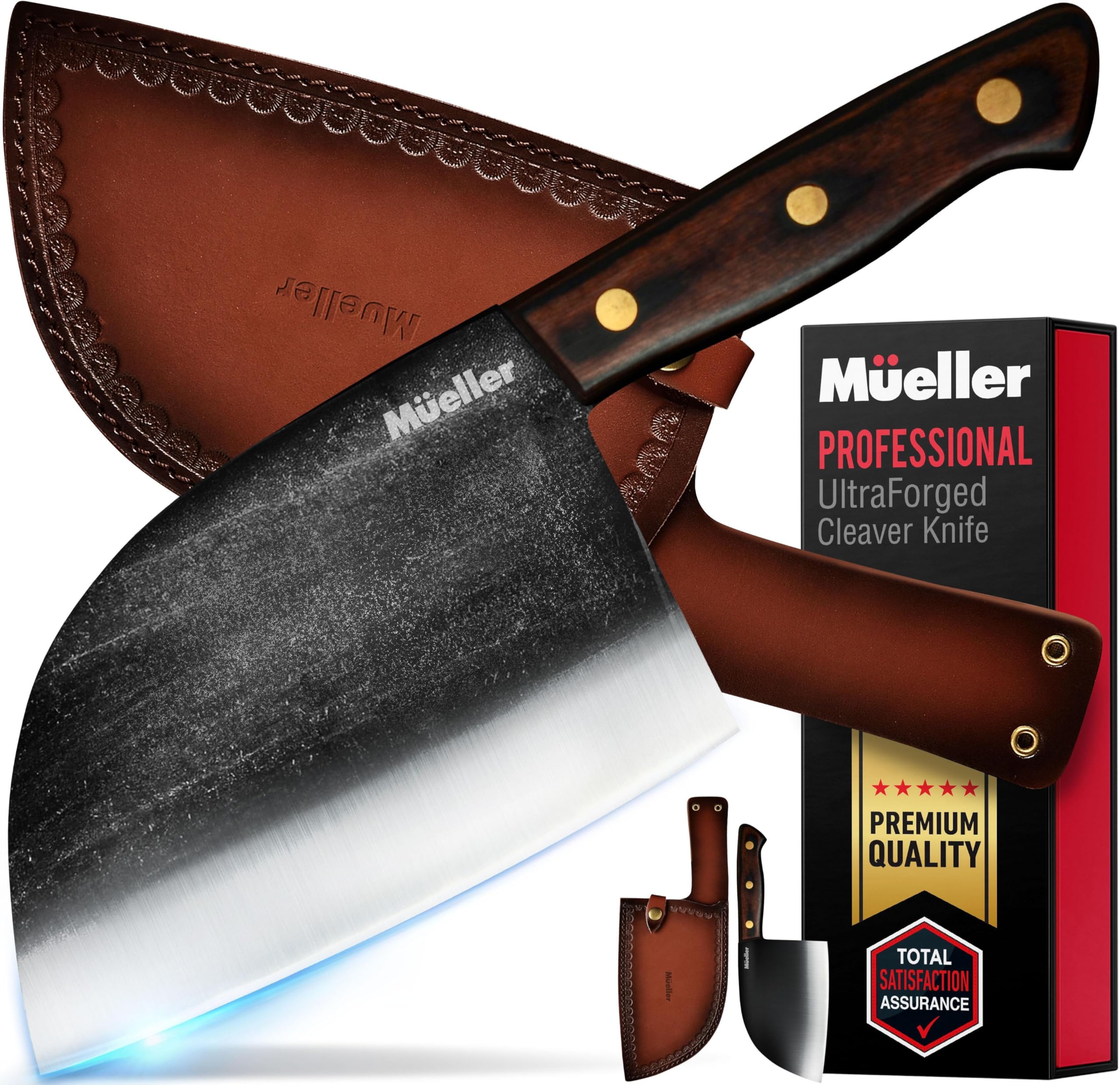 Mueller Home Cuchillo carnicero forjado, hoja de 6.7 pulgadas, cortar carne con precisión