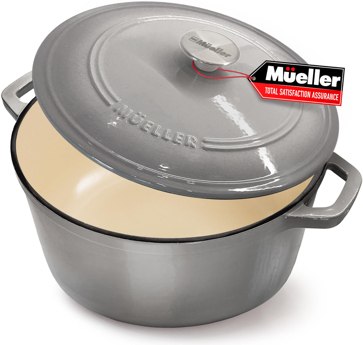 Mueller Home olla-de-hierro-enameilada-6-cuartos con tapa para cocción uniforme