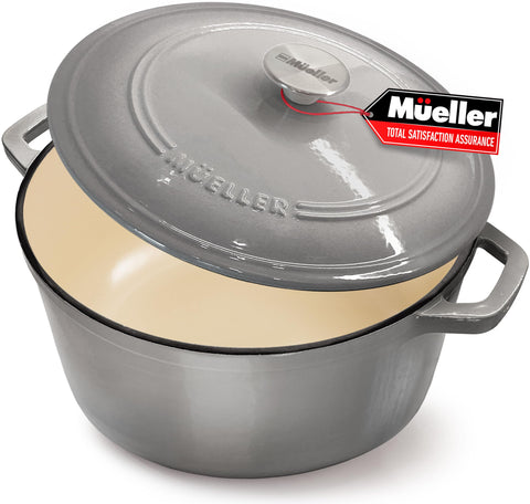 Mueller Home olla-de-hierro-enameilada-6-cuartos con tapa para cocción uniforme