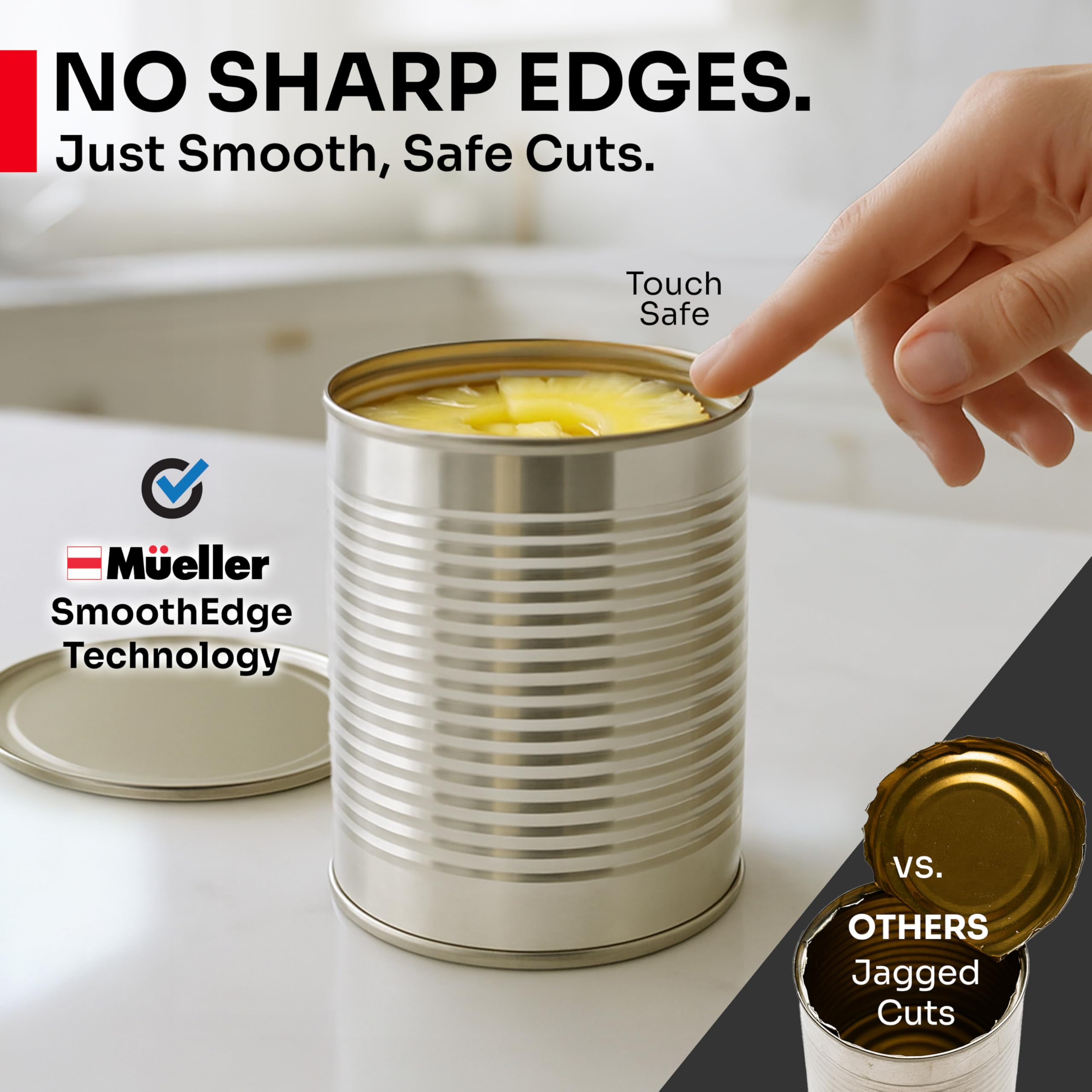MUELLER HOME SmoothEdge, corte suave que evita bordes afilados en latas