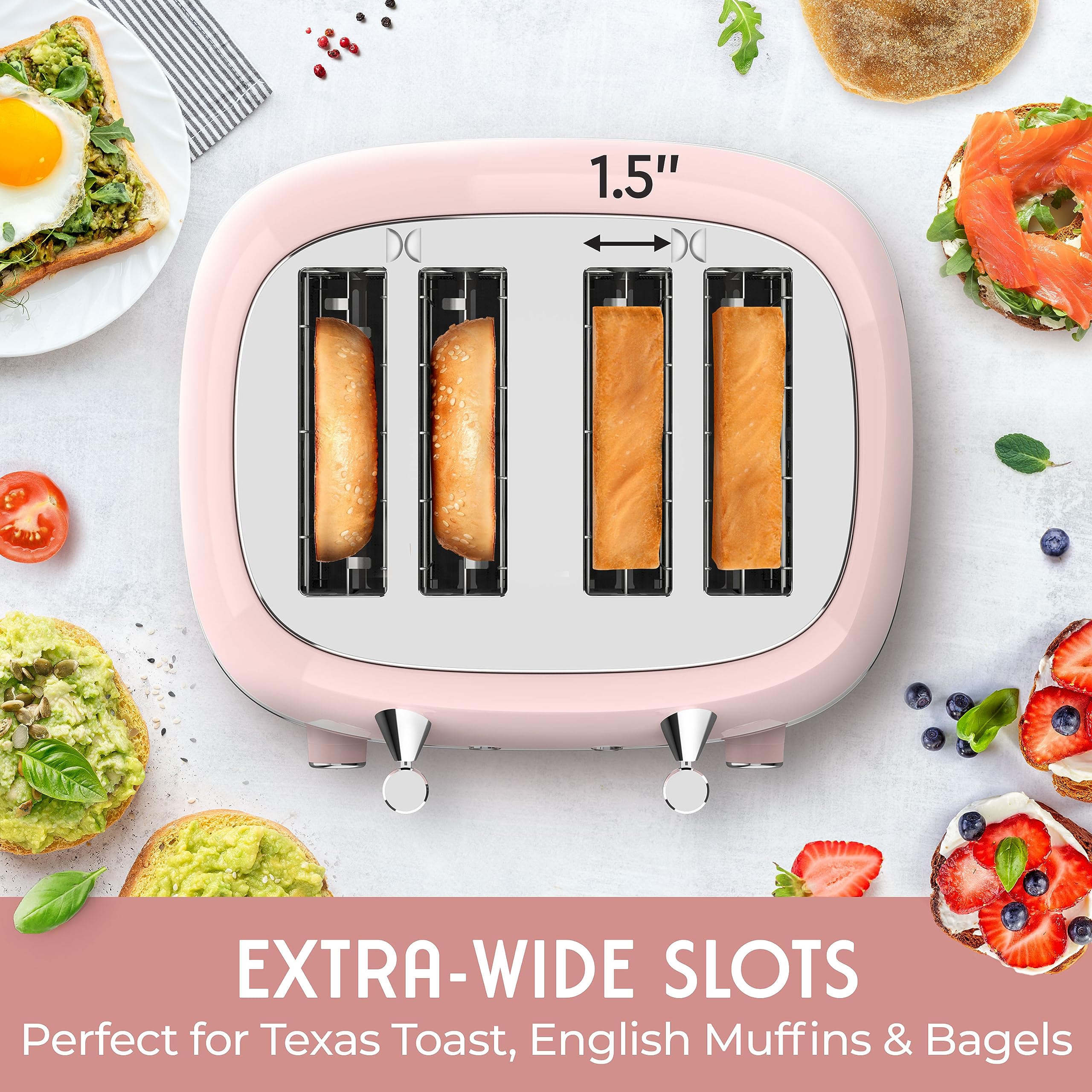 Mueller Home Tostadora Retro con función descongelar para desayunos rápidos.