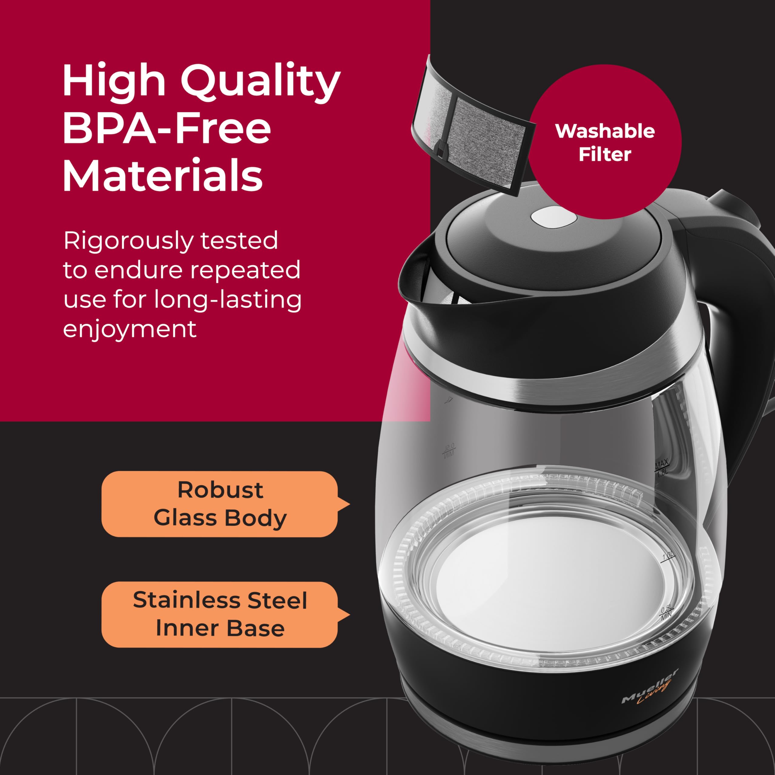 Filtro extraíble y lavable del hervidor Mueller Living