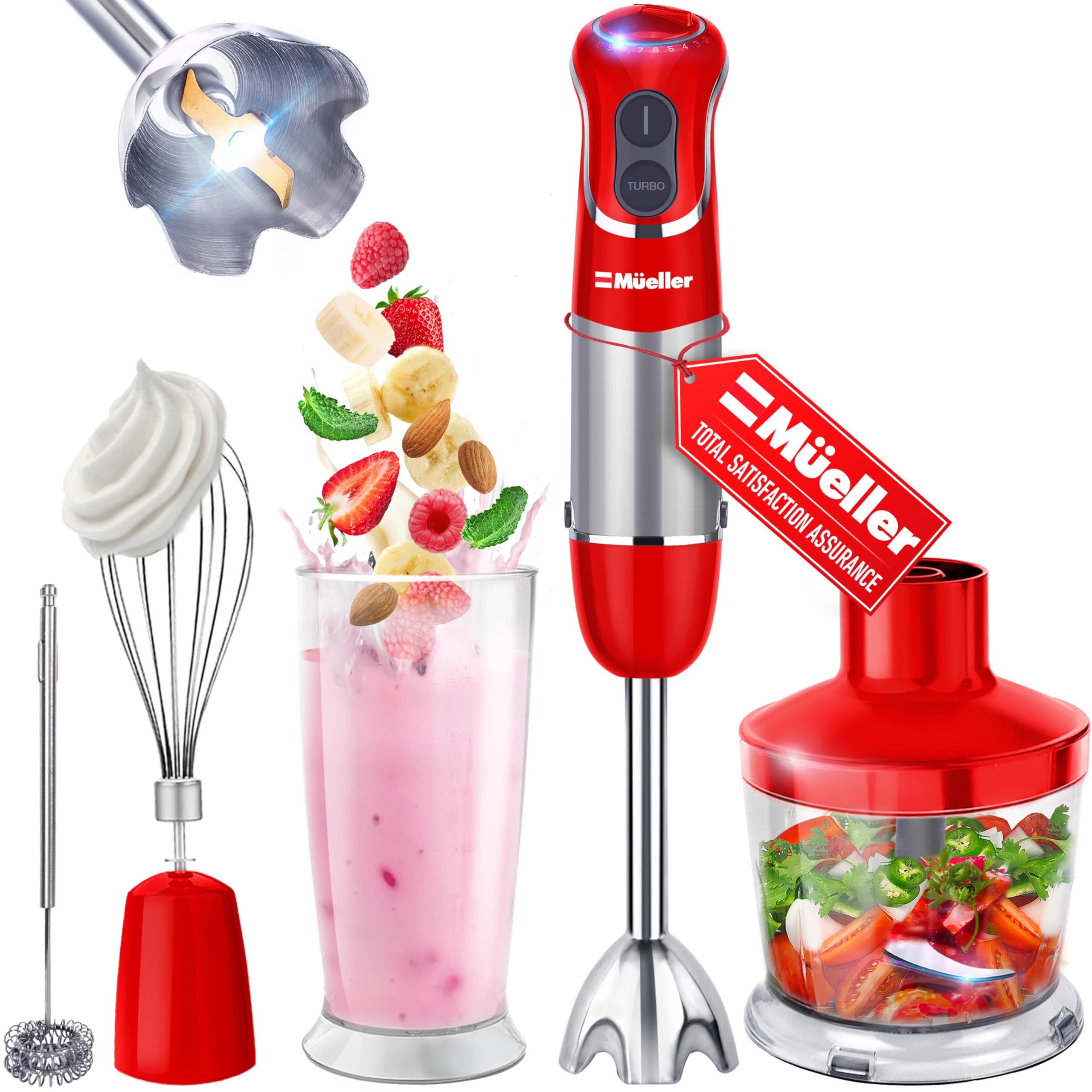 Mueller Multistick 800W batidora de inmersión con motor de cobre para resultados consistentes.