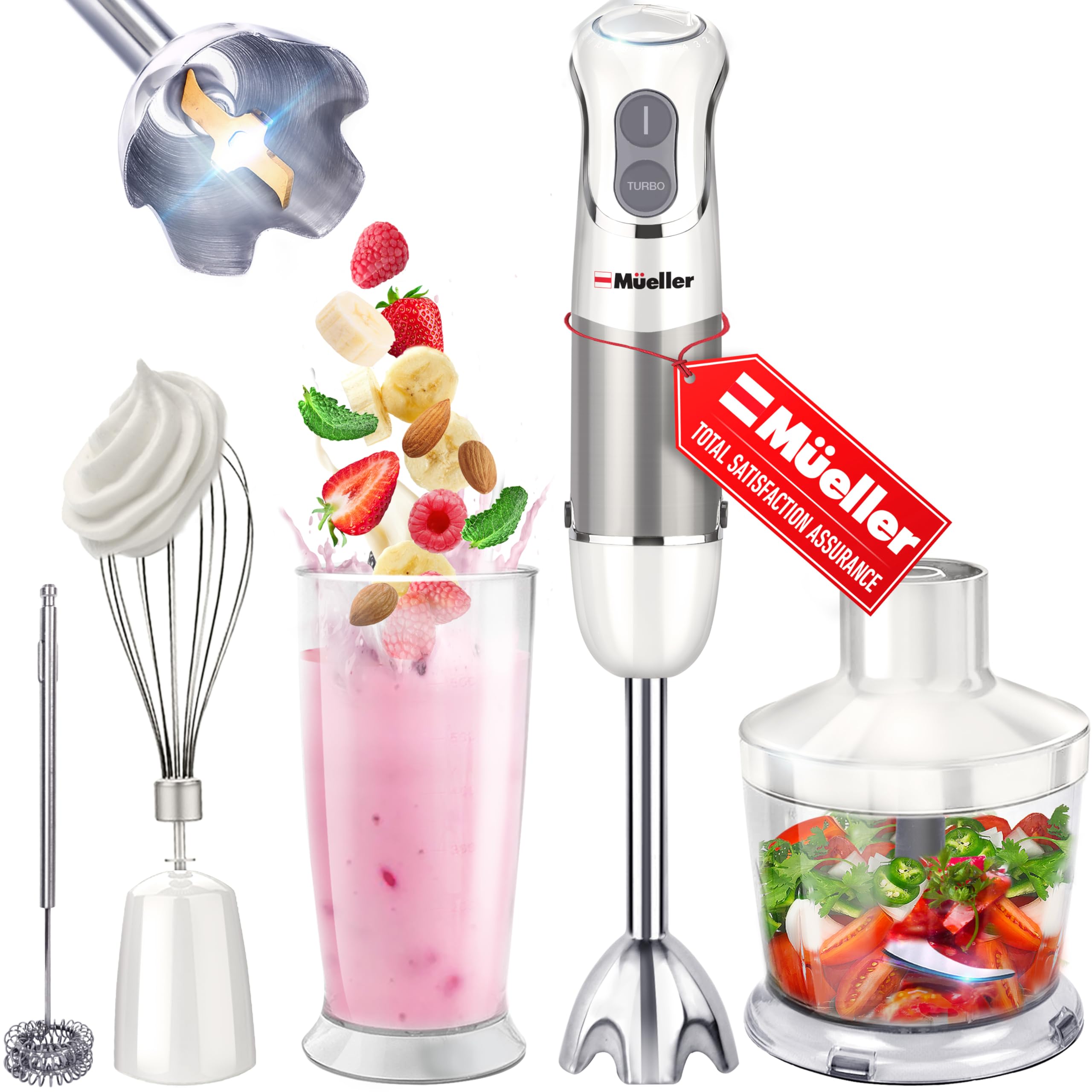 Mueller Multistick 800W con motor de cobre para purés suaves.
