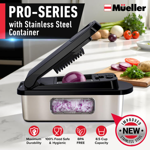 Mueller Pro-Series conjunto de cuchillas 8 en 1 para rebanar y picar.