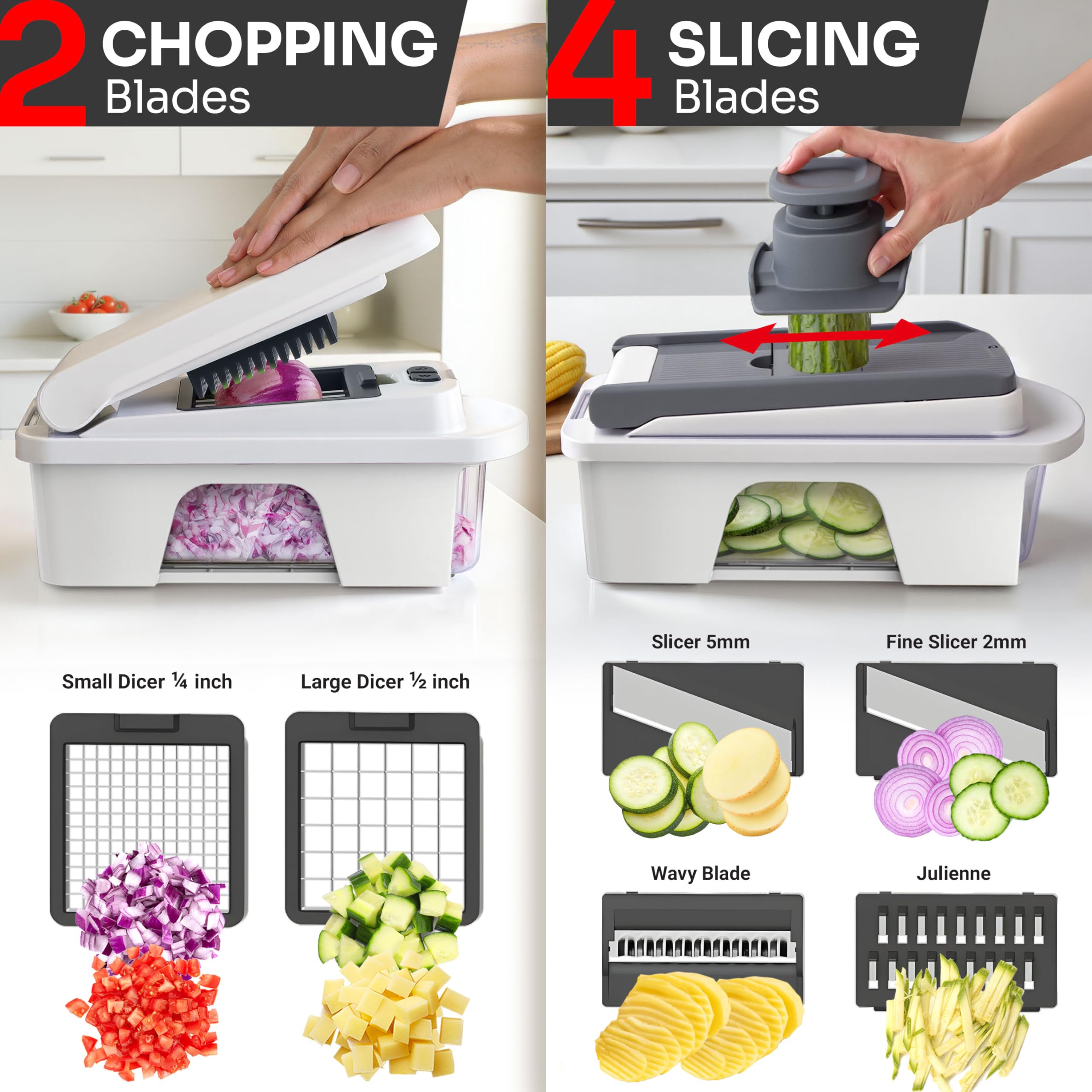 Mueller Pro-Series cuchillas para rebanar finos y gruesos en ingredientes