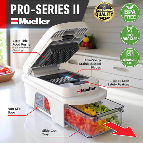 Mueller Pro-Series picadora de verduras con 12 cuchillas para cortes rápidos