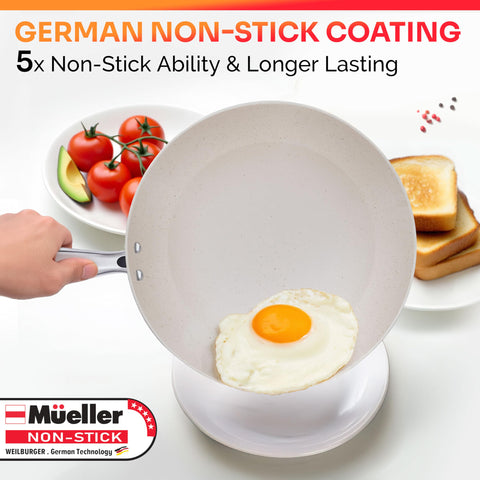 Mueller sartén cuerpo-aluminio con distribución de calor uniforme