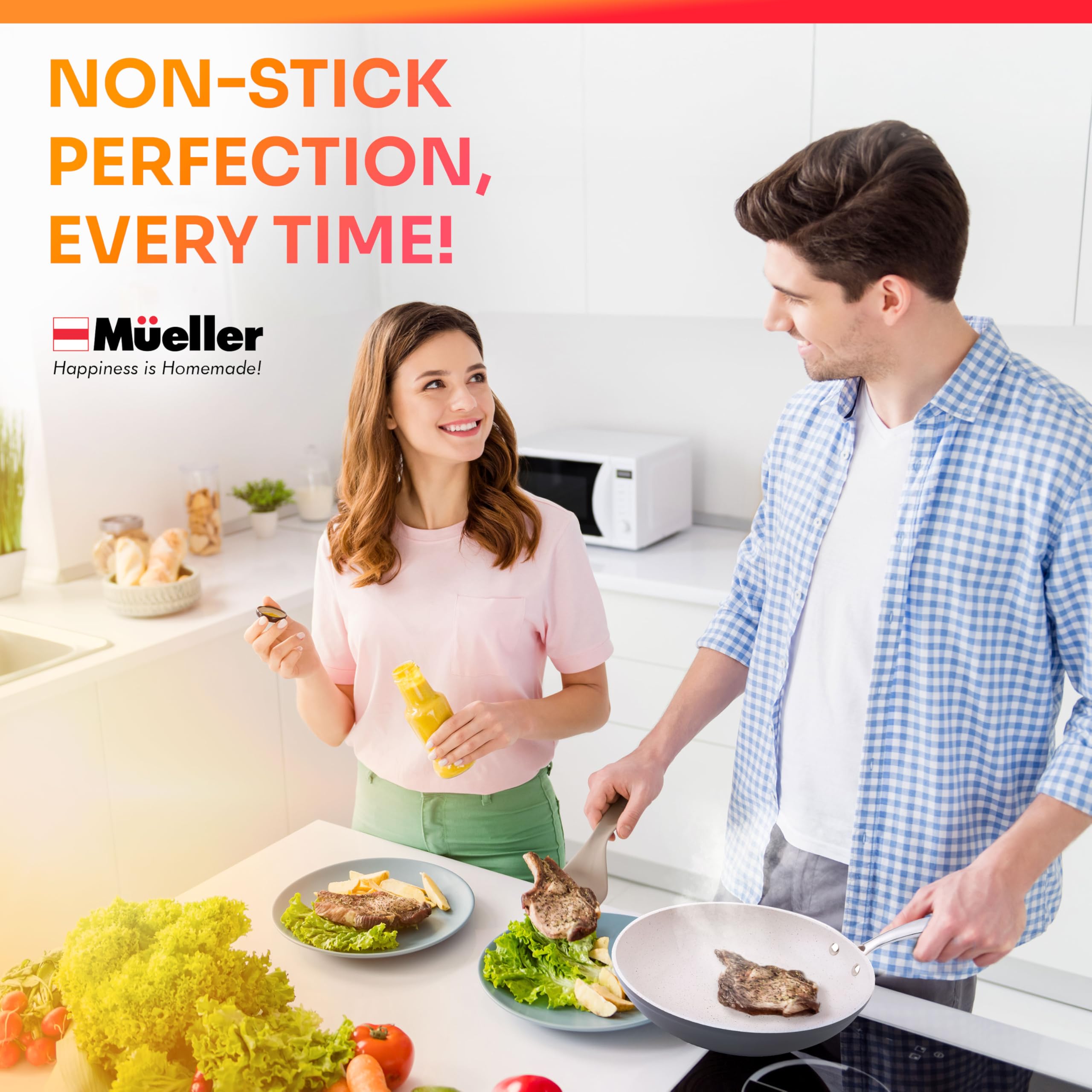 Mueller sartén diseño gris claro aporta estilo práctico a la cocina