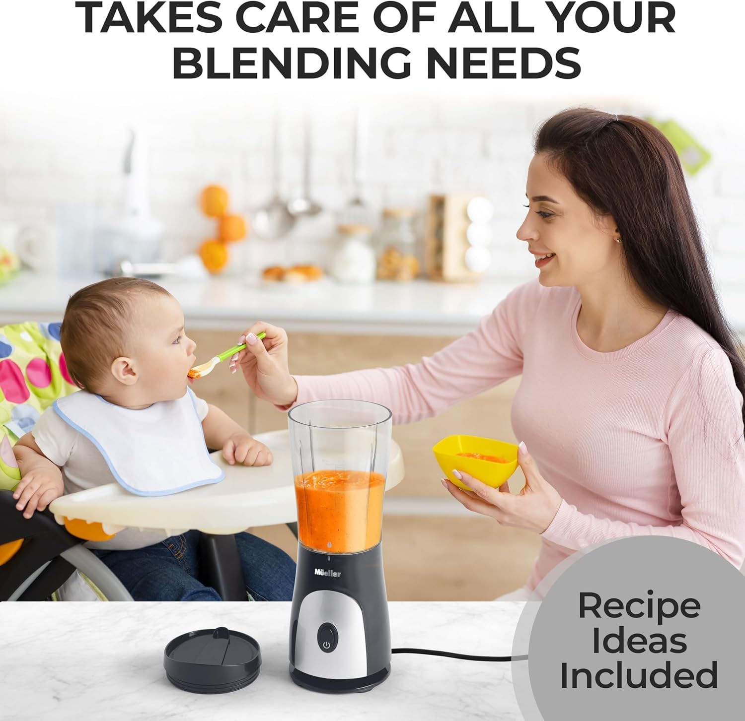 Mueller Smoothie Blender versátil para bebidas y purés en casa.