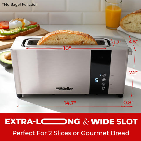 Mueller UltraToast con ranuras extra anchas para pan grueso y bagels en casa.