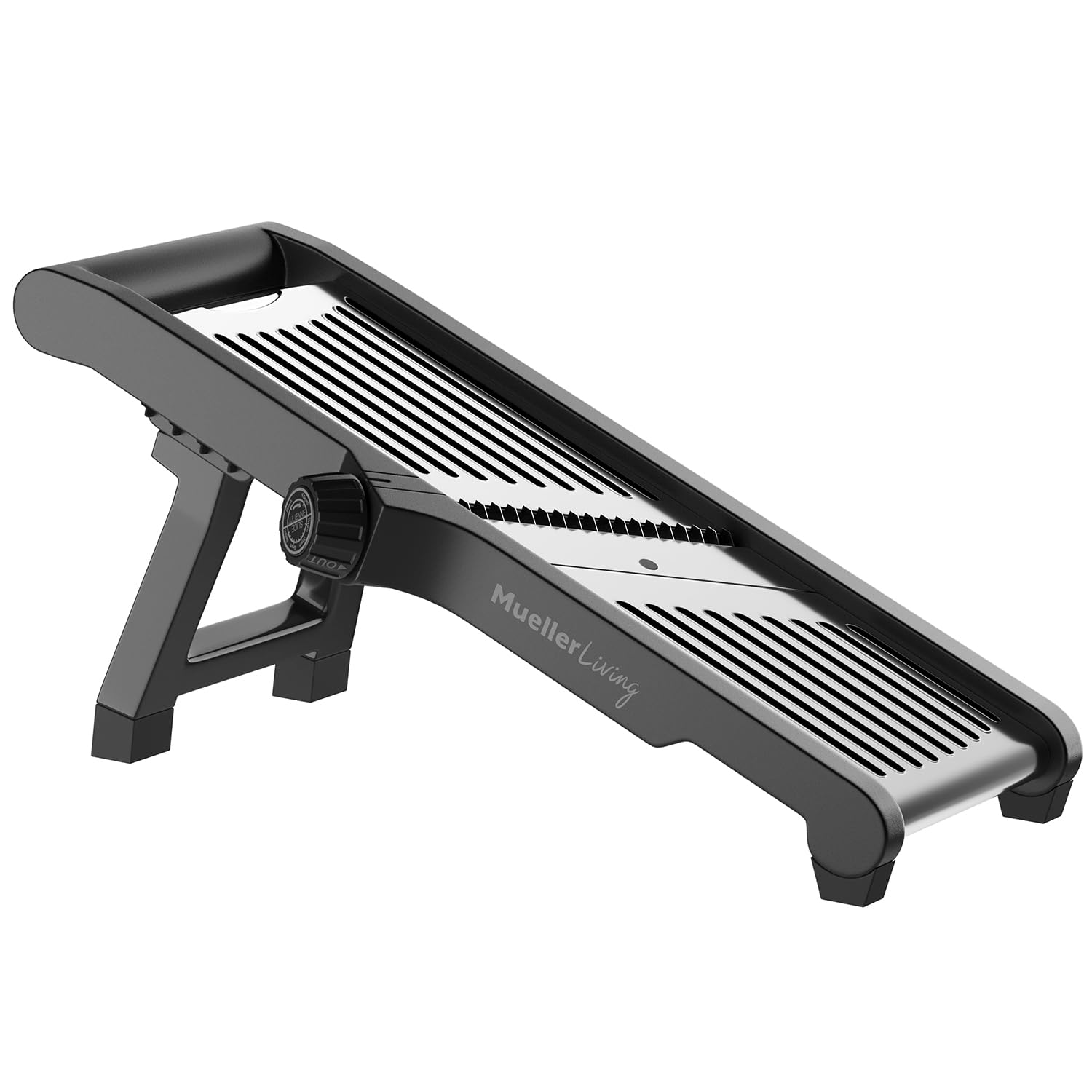 MuellerLiving Mandolina con corte ajustable 1-9 mm para rebanar rápido y preciso.