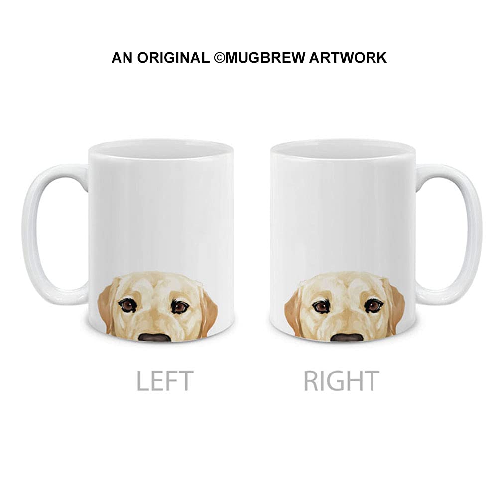 Taza MugBrew cerámica blanca con dibujo de labrador para uso diario.