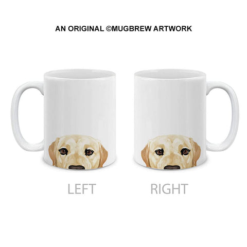 Taza MugBrew cerámica blanca con dibujo de labrador para uso diario.