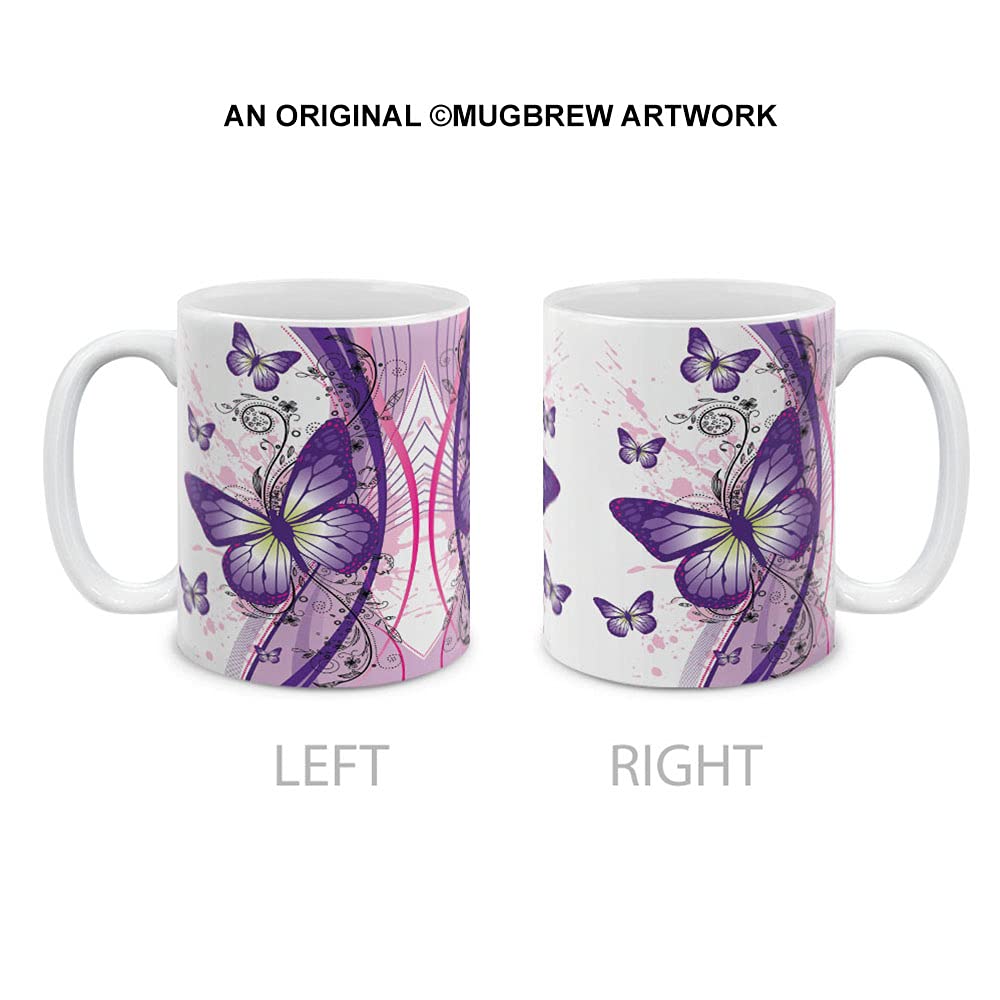 MUGBREW diseño mariposa morada 2 tonos perfecta para té caliente