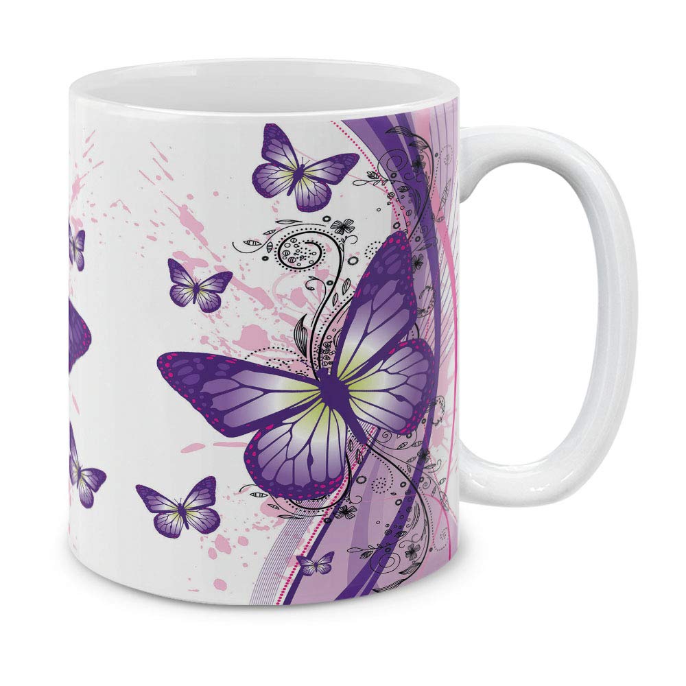 MUGBREW taza mariposa morada 2 tonos ideal para café diario