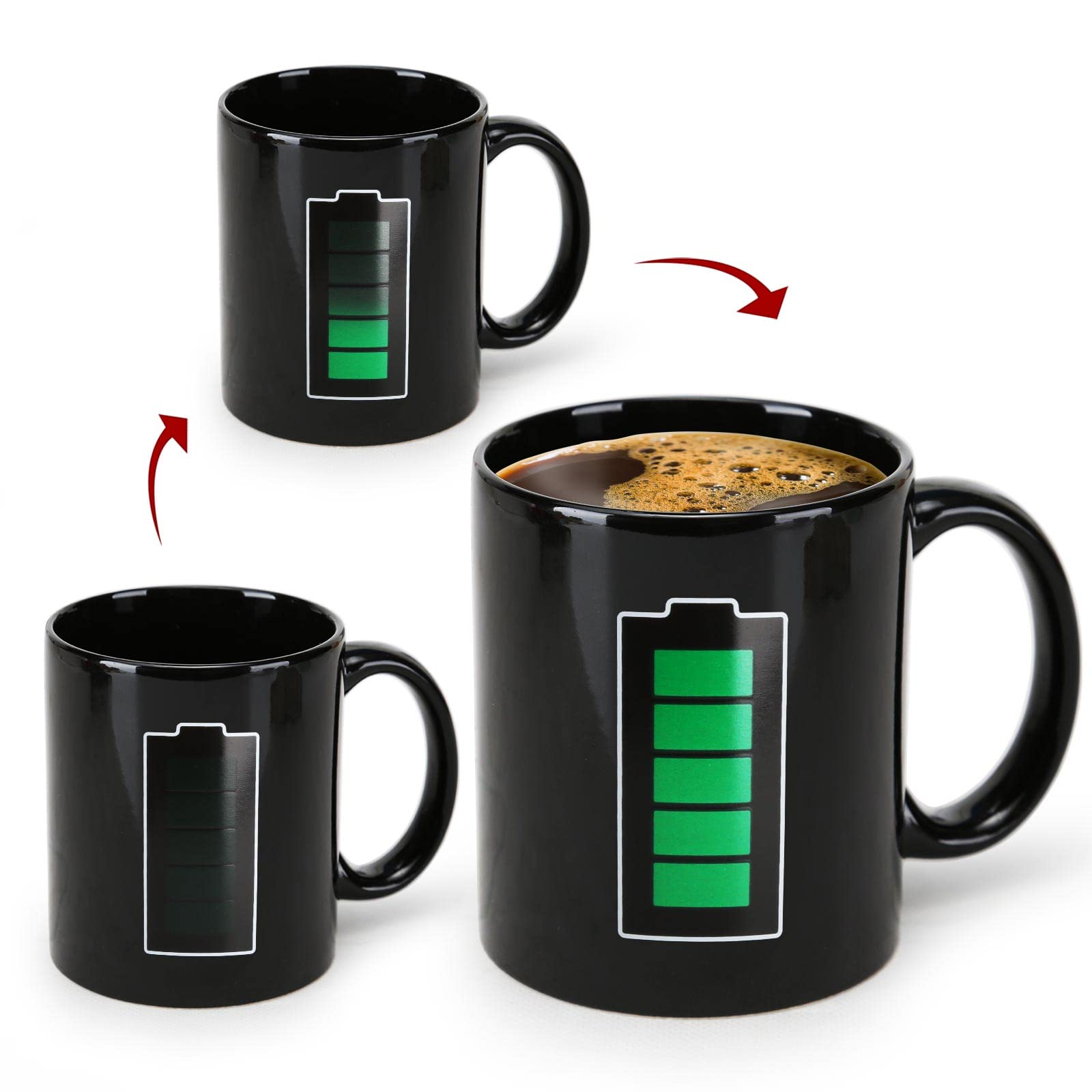 MUGKISS taza sensible al calor, cambio de color al verter líquido caliente.