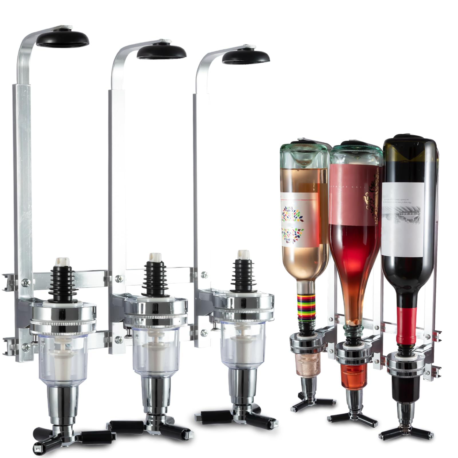 MUGLIO dispensador de licor de pared con tres botellas, ideal para barra en casa.